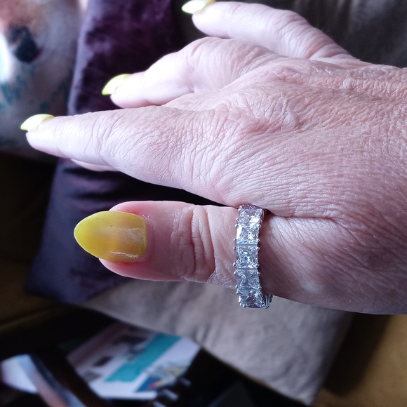 Sterling 925 CZ Ring, Sz 8 - Picture 4 of 13